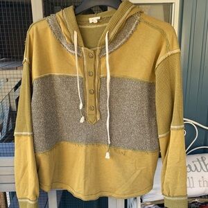 POL Mustard and Gray Hooded Sweater